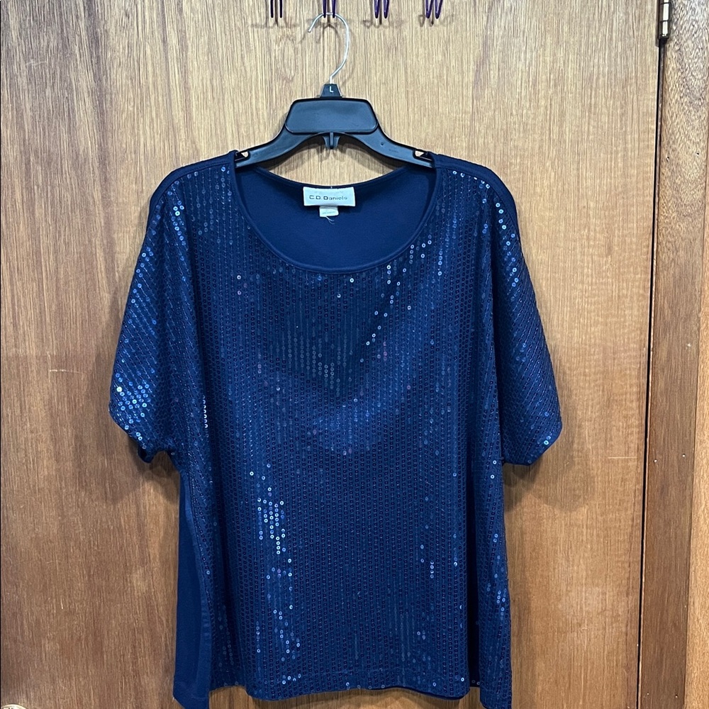 Elegant Navy Sequin Blouse